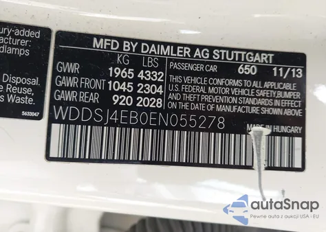2014 Mercedes-Benz Cla from USA, damaged, VIN WDDSJ4EB0EN055278